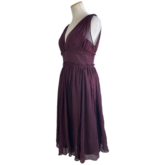 J Crew Silk Dress Size 6 Purple Chiffon Empire Waist Sleeveless Cocktail - Picture 3 of 5